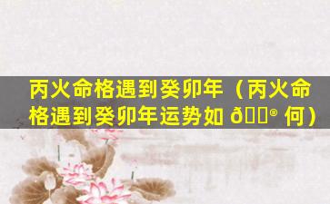 丙火命格遇到癸卯年（丙火命格遇到癸卯年运势如 💮 何）